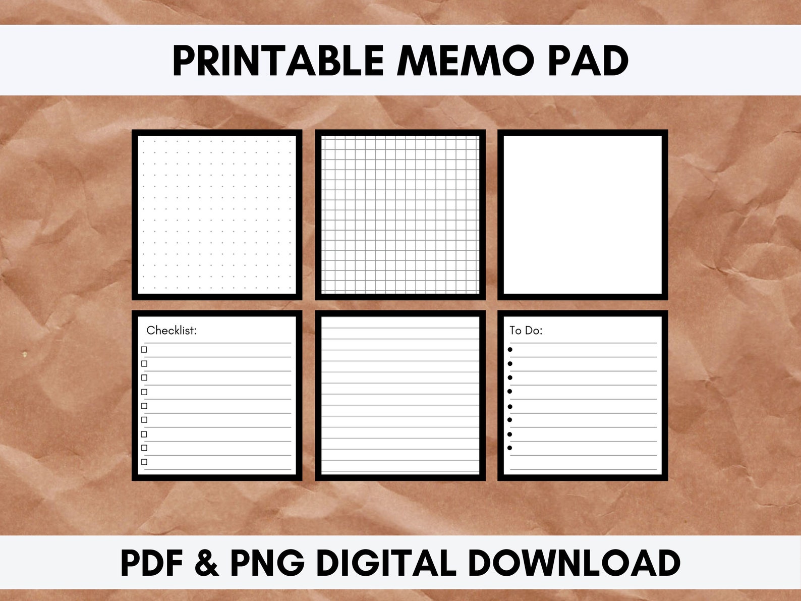 Printable Memo Pad Printable Memo Sheets Digital Download Etsy