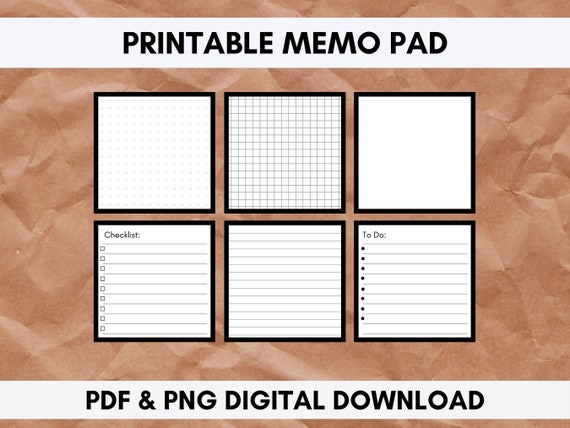 Printable Memo Pad Printable Memo Sheets Digital Download | Etsy