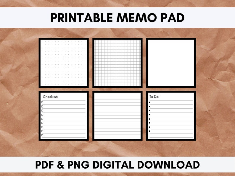 Printable Memo Pad Printable Memo Sheets Digital Download - Etsy