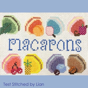 Macarons with Fruit Cross Stitch Sampler Pattern