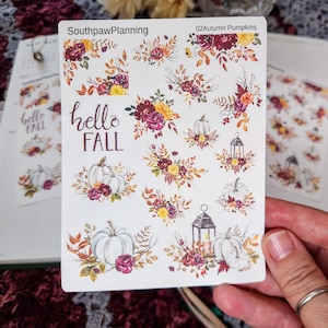 Hello Fall Stickers, Autumn, Planner Stickers, Pumpkin, Journaling Stickers, Decorative Stickers