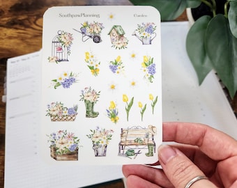 Frühlingsgarten Aufkleber, Planer Aufkleber, Dekorative Planner Aufkleber, Blumen Aufkleber, Journaling, Kartenherstellung, Scrapbooking