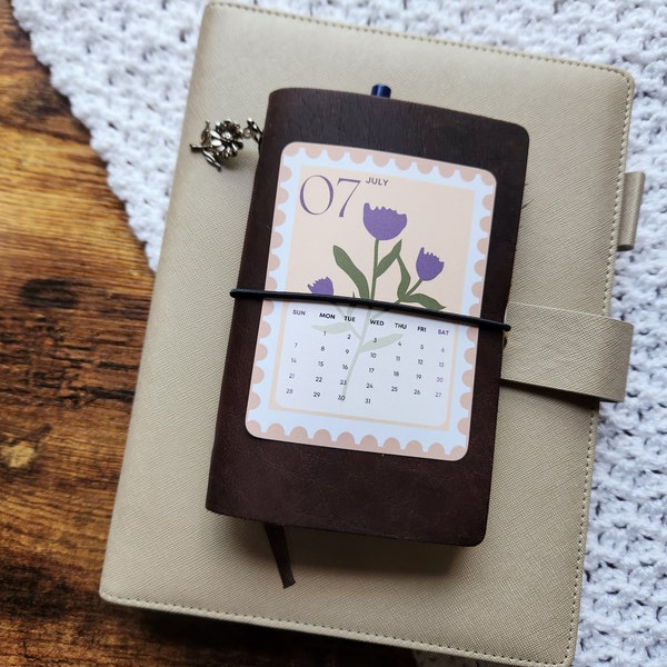 2024 Stamp Flowers Calendar/ 2024 At A Glance Calendar/ 2024 Mini Calendar/ 2024 Calendar Cards/ Pocket Calendar