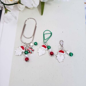 Santa Clause Planner Charms / Santa Planner Clips / Holiday Bookmarks / Christmas Zipper Charms/ Bookmark