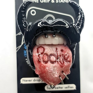 Gothic style designed lips phone holder / brooch / phone grip / choker / badge reel / popsocket / popgrip/ popsockets