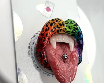 Regenbogen Leopard Lippen Handy Griff: Stolz LGBT Popsockets