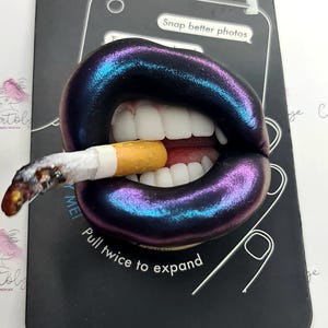 Gothic style designed lips cigarette / halloween brooch / choker / badge reel / lips phone grip / lips popsocket / smoke / popsockets