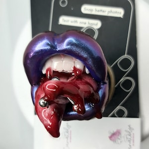 Gothic style designed halloween lips phone holder / brooch / phone grip / choker / badge reel / popsocket / popgrip / popsockets