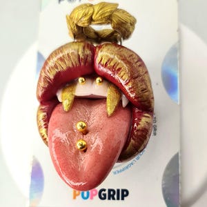 Gothic style designed lips  phone holder / halloween brooch / choker / badge reel / lips phone grip / lips popsocket / vampire / popsockets