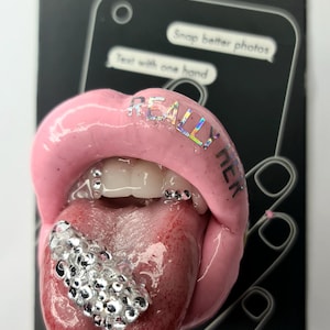 Gothic style designed lips phone holder / badge reel / chokers / brooch / lips phone grip / magnet/ nail art / manicurist