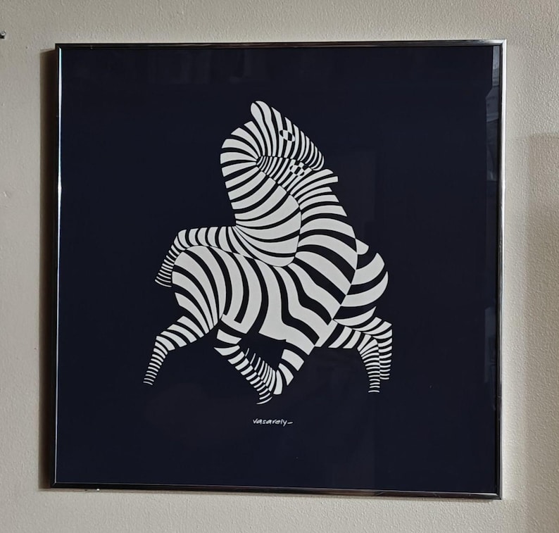 Victor Vasarely Zebras Kunstdruck - 20x20" Hinter Glas gerahmt Bild 2