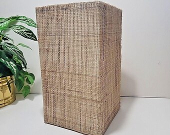 Grasscloth Pedestal Plant Stand, Vintage Farmhouse Boho Karl Springer Style