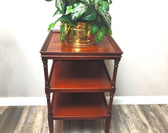 Vintage Ferguson Brothers Mahogany 3-Tiered Side Accent End Table Plant Stand #2