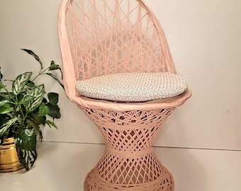 Vintage Light Pink Spun Fiberglass Chair or Plant Stand, Russell Woodard Style