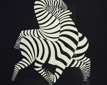 Impressão artística "Zebras" de Victor Vasarely - 50x50cm (20x20") emoldurada com vidro