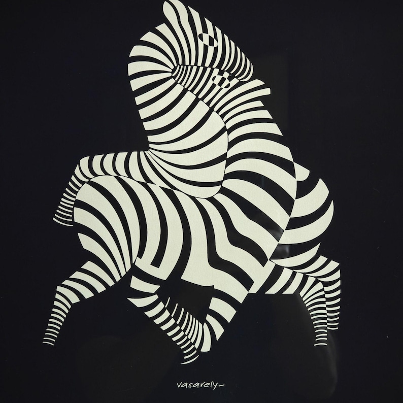 Victor Vasarely Zebras Kunstdruck - 20x20" Hinter Glas gerahmt Bild 1