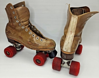 Vintage Riedell Verleih Größe 9 Leder Rollschuhe Sure-Grip X 7L