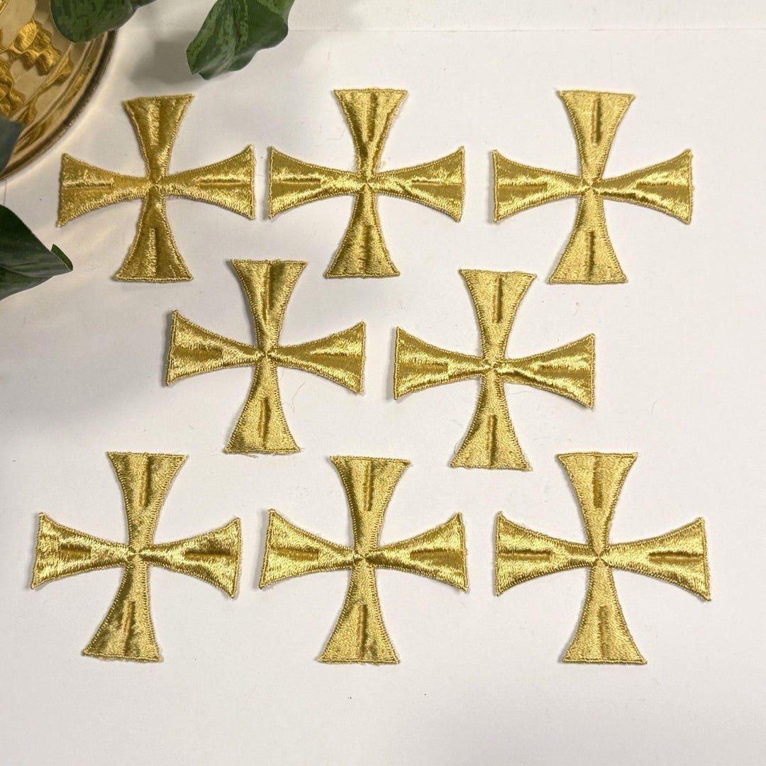 Vintage NOS Gold Embroidered Cross Pattee Liturgical Vestment Patches ...
