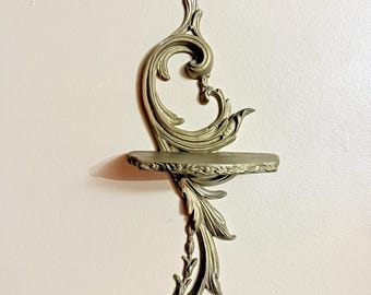 Aplique de pared individual vintage de madera y metal Peerart, estilo rococó.