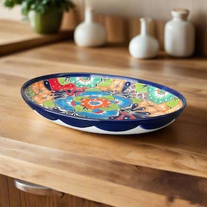 Oval Talavera Serving Platter | Colorful Hand-Painted Mexican Tray