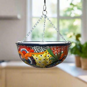 Talavera-Hängepflanzgefäß | Farbenfroher, handbemalter mexikanischer Blumentopf