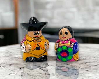 Set of 2 Mexican Handmade Salt and Pepper Shakers | Hand Painted Talavera