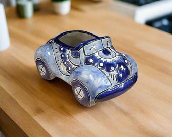 Butterdose Aus Mexikanischer Talavera-Keramik – Handbemalt, Blau Mit Blumen-Design, Mit Deckel