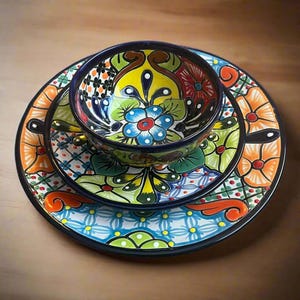 Talavera Dinnerware Set | 26-Piece Floral Tableware for 8