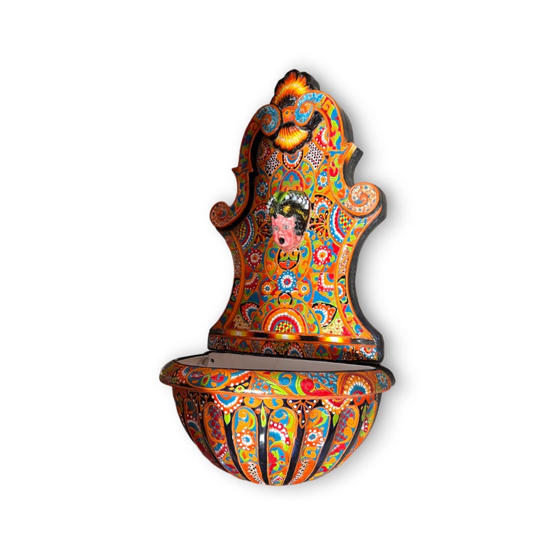 Extra Large Talavera Wall Hanging Fountain Vibrant 40x22 image 3