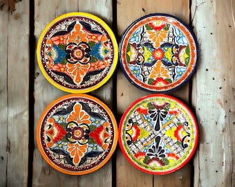 Mexican Talavera Dinner Plates Set of 4 | Handmade Vibrant Ceramic Plates (10.5")