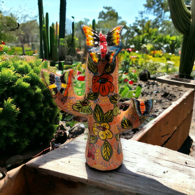 Statue de cactus Talavera colorée à la main Grand Art Culturel Mexicain image 5