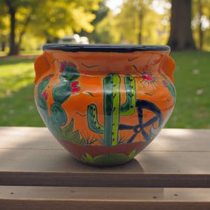 Maceta para cactus de Talavera / Maceta para desierto pintada a mano