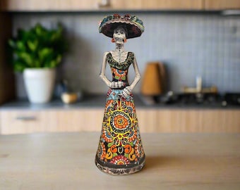 Talavera Catrina-figur | Handgjord skelettkonst från de dödas dag