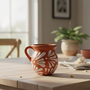 Mexican Clay Jarrito Mug | Handmade Brown Pottery Cup