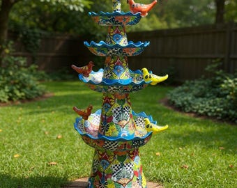 Großartiger Talavera Garten Brunnen | Handgemachte mexikanische Kunst