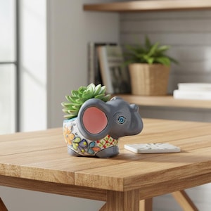 Small Hand-Painted Talavera Elephant Flower Pot | Talavera Planter