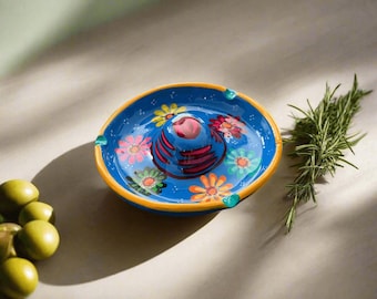 Bordatura per bicchieri da bar fatta a mano in Messico / Ceramica Guerrero dipinta a mano