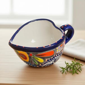 Bunte Talavera Herz Tasse | Handgemachte mexikanische Keramik Tasse