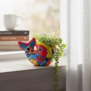Colorful Talavera Fish Planter | Mexican Hand-Painted Pottery