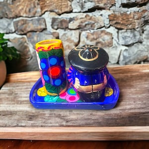 Talavera Tequila Schuss Set | Panchito Salzstreuer, Teller & Schnapsglas