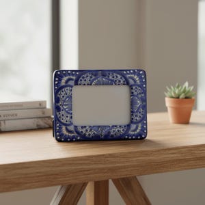 Talavera Picture Frame | Blue & White Floral Design