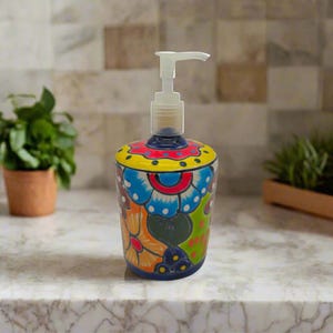 Talavera Floral Soap Pump | Hand-Painted Mexican Ceramic