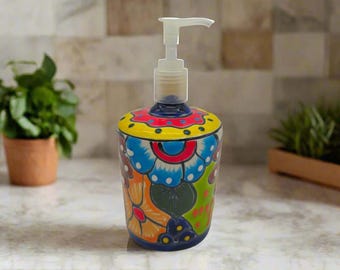 Talavera Floral Soap Pump | Hand-Painted Mexican Ceramic