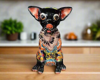 タラベラ焼きチワワ像｜手作りのメキシコ製犬置物 - Etsy 日本
