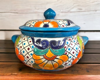 Authentic XL Talavera Serving Pot | Handmade Mexican Pottery from Puebla