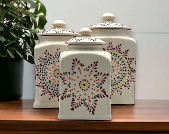 Mexican Handmade Talavera Canister Set | Puebla Mexican Pottery