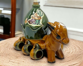 Handmade Mexican Donkey Shot Glass and Tequila Set | Burro Decanter