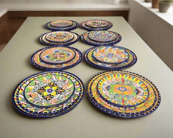 手作りタラベラ皿：メキシコの民芸品、10インチ、4枚セット - Etsy 日本