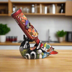 Porte-bidon Chihuahua Talavera | Statue de chien mexicain peinte à la main