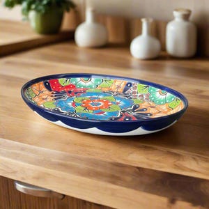 Ovale Talavera-Servierplatte | Farbenfrohes, handbemaltes mexikanisches Tablett